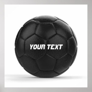Pôster Texto personalizado preto da bola de futebol