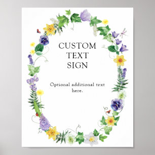 Poster Texto Personalizado Rustic Wildflower