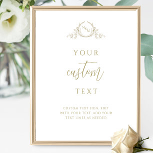 Poster Texto Personalizado, Símbolo de Casamento Monogram