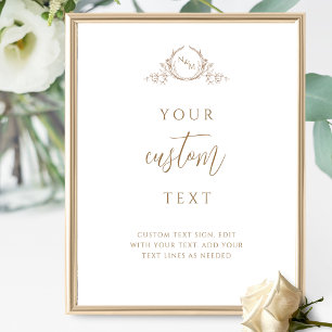 Poster Texto Personalizado, Sinal de Casamento do Monogra
