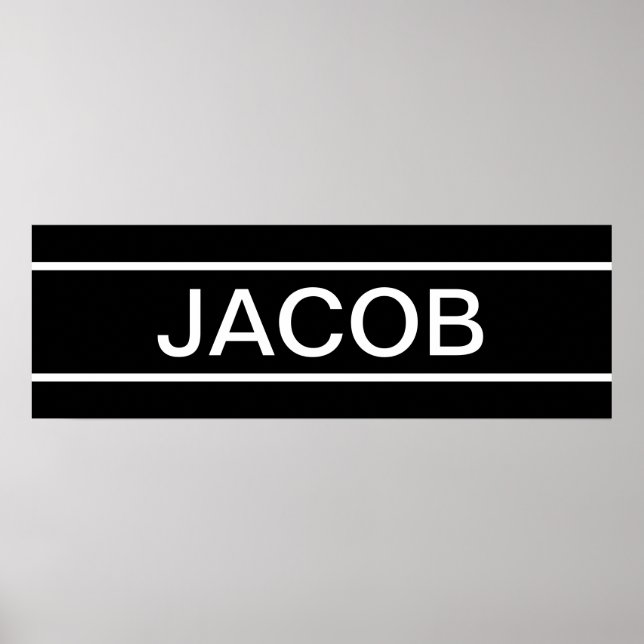 Poster Texto personalizável | Preto e Branco Moderno Negr (Frente)