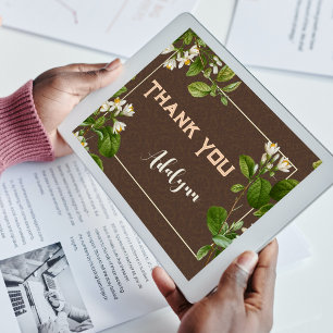 Poster Texto Presente Marrom do Nome Personalizado Floral