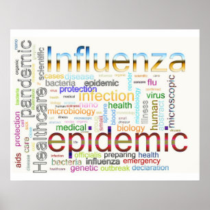 Pôster texto relacionado da gripe da gripe