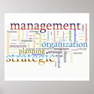 Poster texto relacionado estratégico de gerenciamento