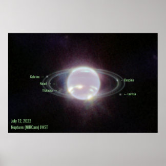 Poster Texto Verde da Imagem NIRCam do Neptune James Webb