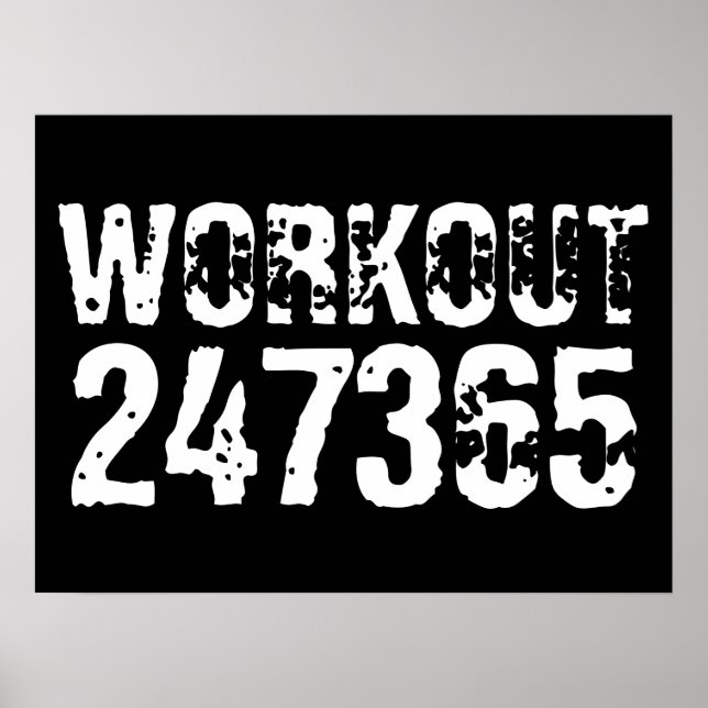 Poster Texto vestido e arranhado Workout 247365 branco (Frente)