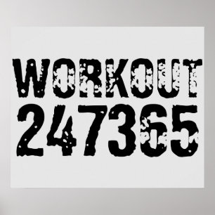 Poster Texto vestido e arranhado Workout 247365 preto