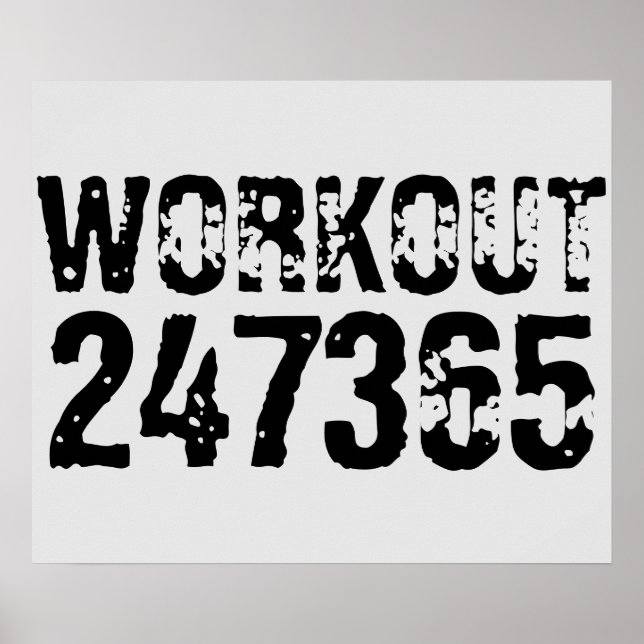 Poster Texto vestido e arranhado Workout 247365 preto (Frente)