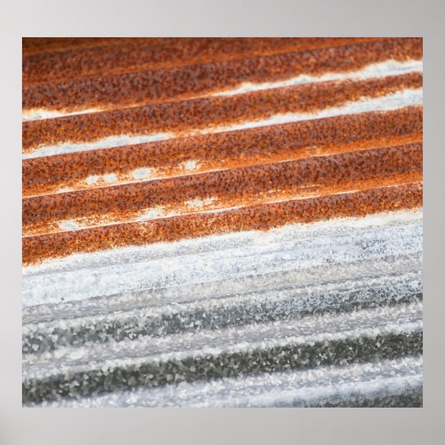 Poster Textura antiga de superfície de zinco enferrujada (Frente)