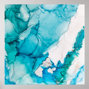 Poster Textura aqua com fios de ouro
