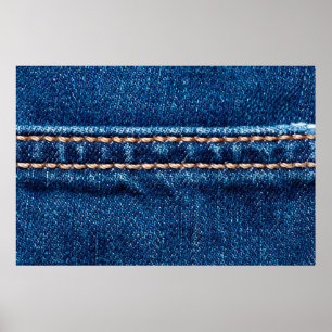 Poster Textura azul denim com linha de costura fechada, J
