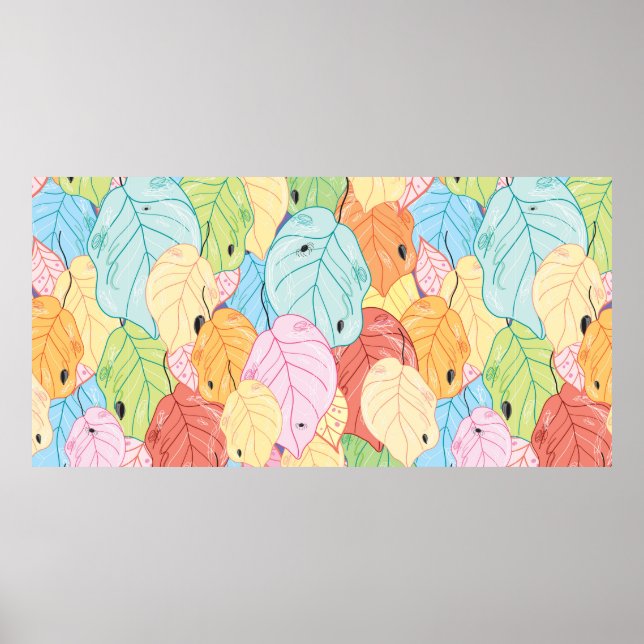 Poster textura das folhas de cor clara (Frente)