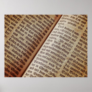 Poster Textura de escrevendo da página do livro de bíbl