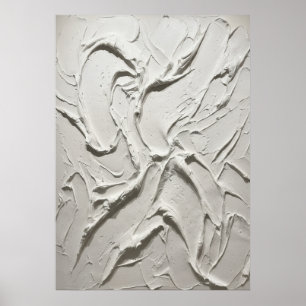 Poster Textura de Gesso Esculpido Branco Abstrato Minimal
