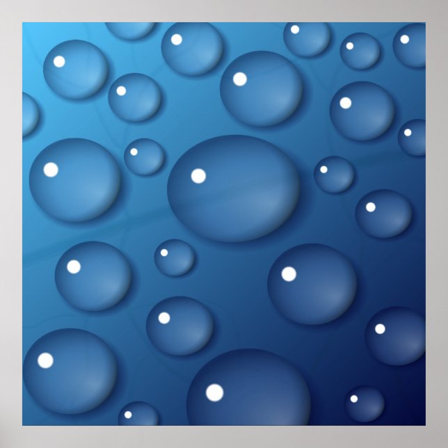 Poster Textura de gota de água azul (Frente)