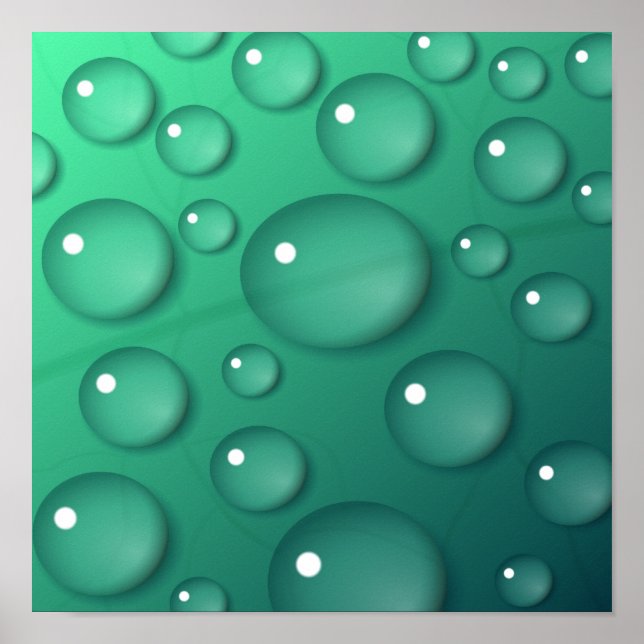 Poster Textura de Gota de Água Turquesa (Frente)