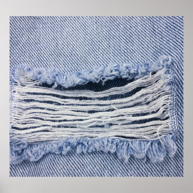 Poster Textura de Jeans rasgados azuis claros (Frente)
