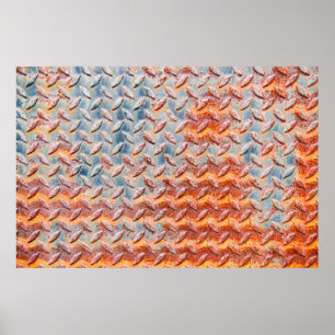 Poster Textura de malha metálica enferrujada. Fechamento 