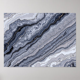 Poster Textura de mármore abstrato azul naval cinza com v