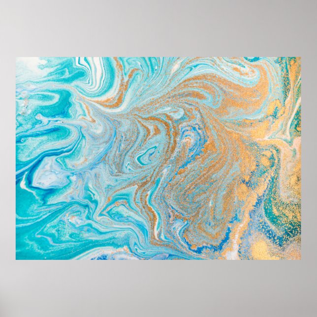 Poster textura de mármore azul abstrato (Frente)