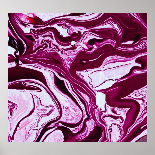 Poster Textura de mármore magenta: arte Abstrato de fluid (Frente)
