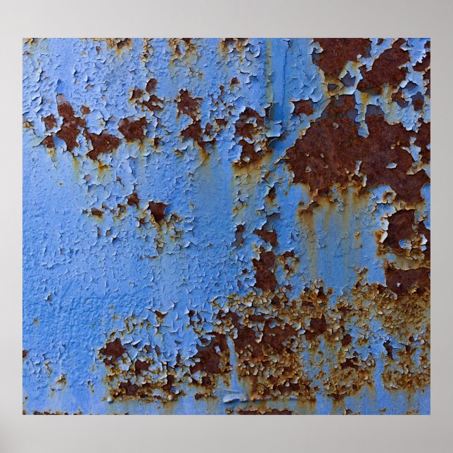 Poster Textura de metal e tinta azul. (Frente)