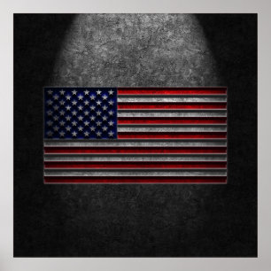 Pôster Textura de Pedra de Bandeira Americana