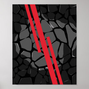 Poster Textura de Pedra Escura com Listras Vermelhas