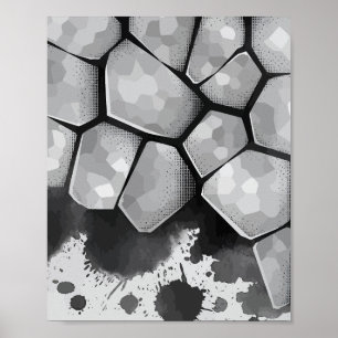 Poster Textura de Pedra Poligonal com Salpicos de Tinta