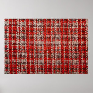 Poster Textura de tecido xadrez vermelho útil como fundo