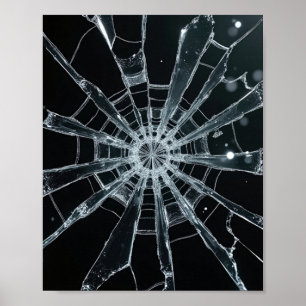 Poster Textura de Vidro Quebrado Abstrato Teia Rachada Fe