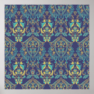 Poster textura floral. Padrão de vintagem sem costura Da