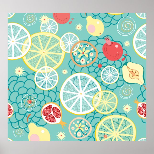 Poster Textura fruta, Fundo Vibrante. (Frente)