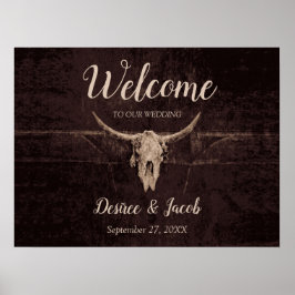 Poster Textura Ocidental do País de Casamento Rustic Bull