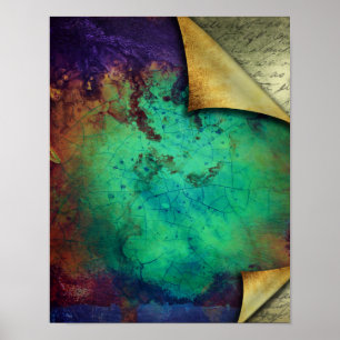 Pôster Textura ondulada rústica do Grunge de turquesa da