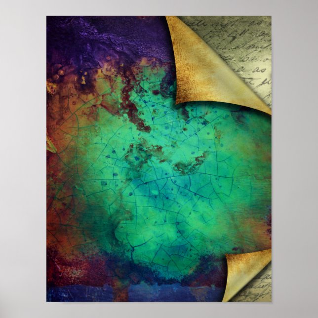 Pôster Textura Rústica Curva De Turquesa (Frente)