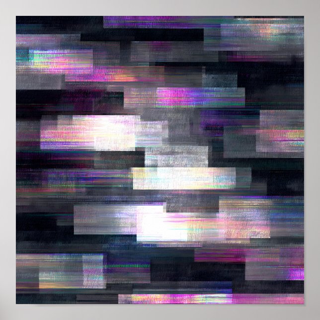 Poster Textura Transparente e Contraste Elevado: Glitch T (Frente)