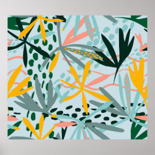 Poster Textura tropical sem costura com palmeiras, raster