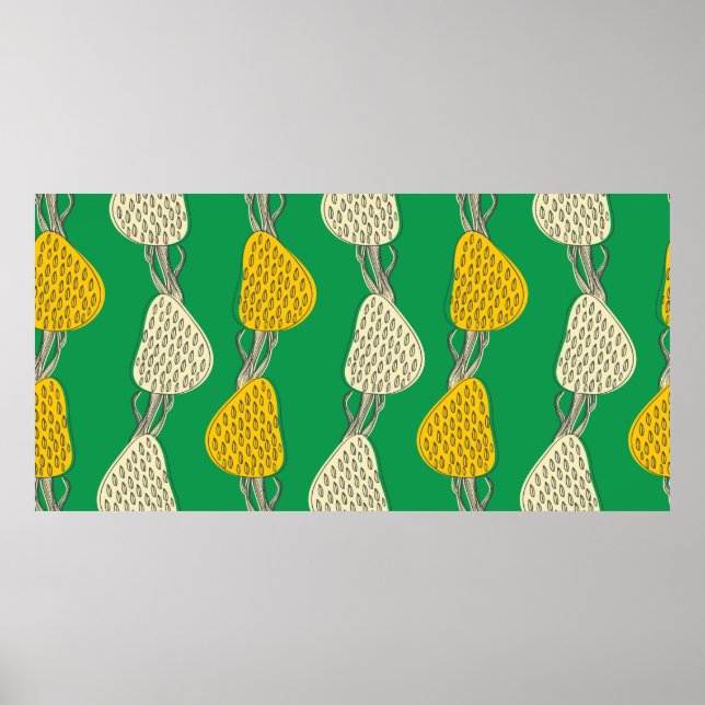 Poster Textura vegetativa sem costura com árvores de dese (Frente)