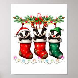 Poster Texugo Mel em Meias de Natal Acende Texugo Mel