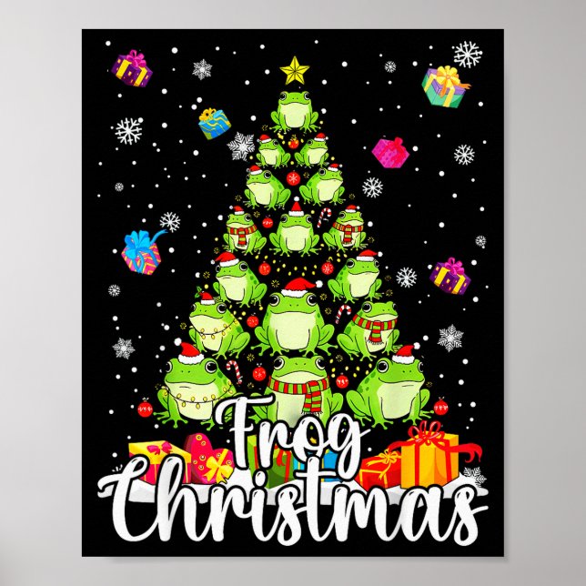 Poster Th Cute Frog Christmas Tree Pajama Matching Costum (Frente)