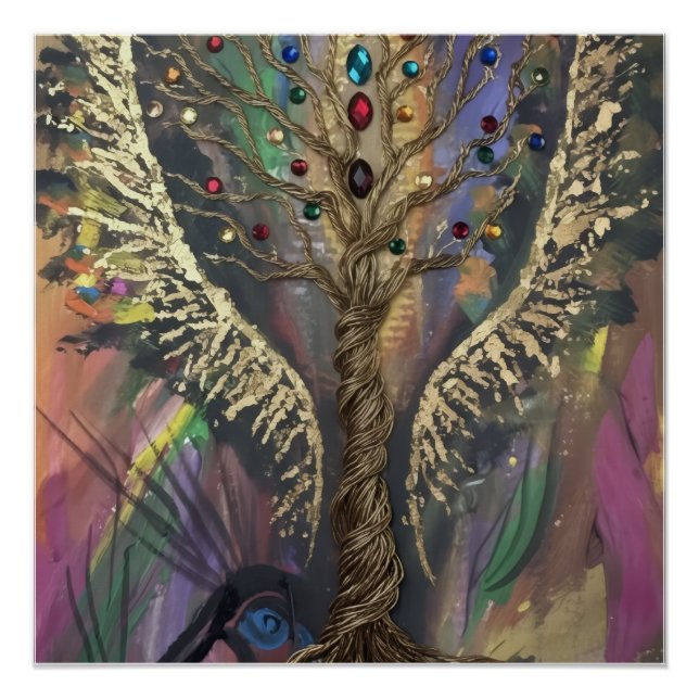 Pôster Th Divine Tree Of Life celestial wings and jewels  (Frente)