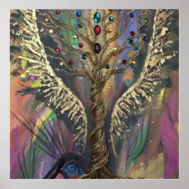Poster Th Divine Tree Of Life celestial wings and jewels