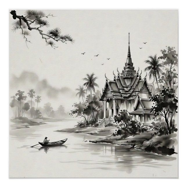 Pôster Thailand Ink Wash Landscape (Frente)