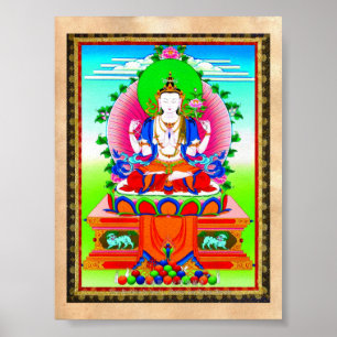 Pôster Thangka tibetano legal Shadakshari Avalokiteshvara