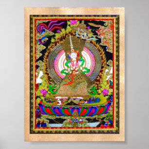Pôster Thangka tibetano oriental legal Usnisa Sitatapatra