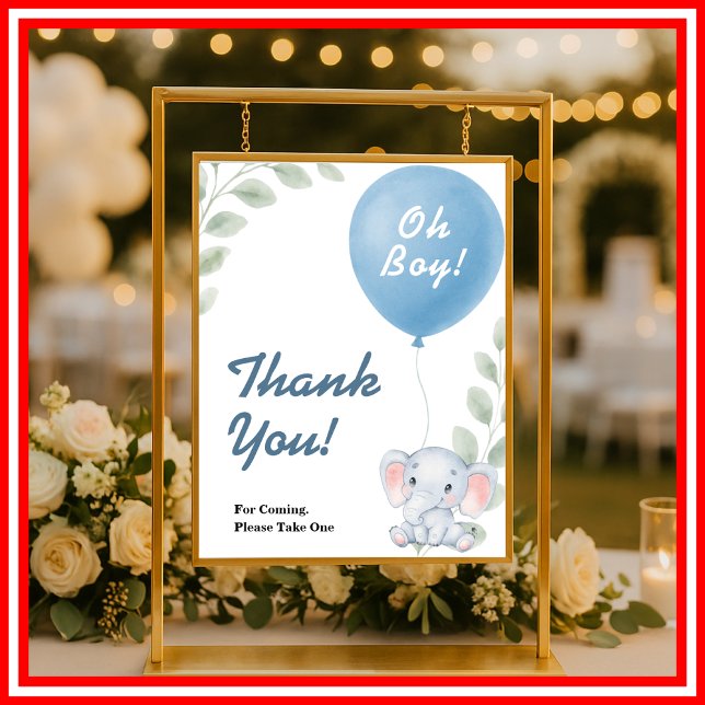 Poster Thank You Balloon Elephant Baby Shower SIGN (Criador carregado)