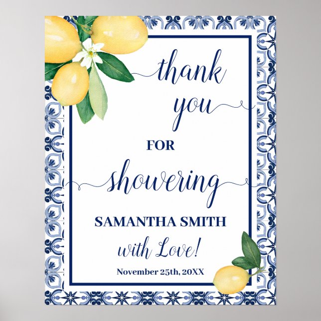 Poster Thank you for Showering Bride Mediterranean Shower (Frente)