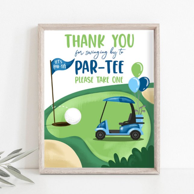 Poster Thank You Golf Par-Tee Boy Birthday Sign (Criador carregado)