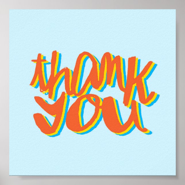 Pôster Thank You Lettering Art Gift (Frente)